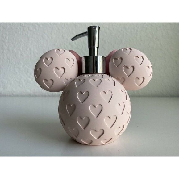 DISNEY Minnie MOUSE Pink Heart PRINT SOAP Lotion DISPENSER WITH PUMP New - Picture 4 of 7